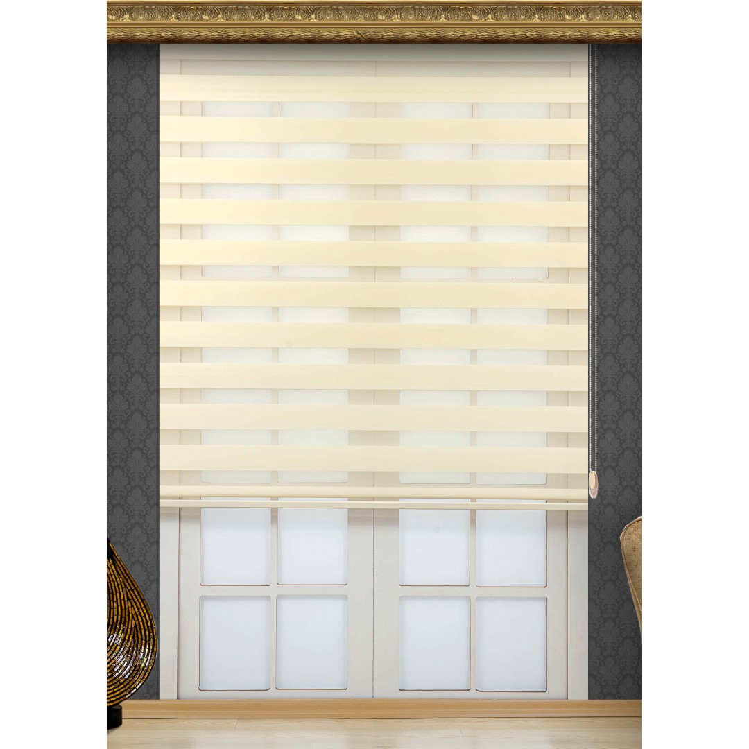 BAMBU ZEBRA PERDE KREM HEM TÜL HEM GÜNEŞLİK UZUN ÖMÜRLÜ B-20011
